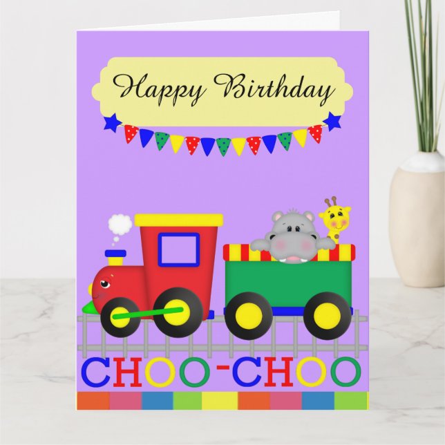Tarjeta de gran saludo de tren rojo (8,5" x 11") (Anverso)