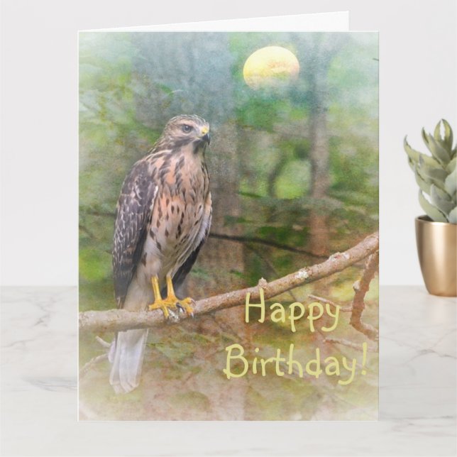 Tarjeta de gran tamaño Spirit of the Hawk Birthday (Planta pequeña)