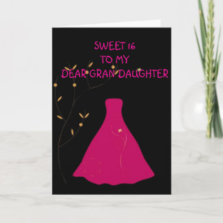 Tarjeta de Grandaughter del dulce 16