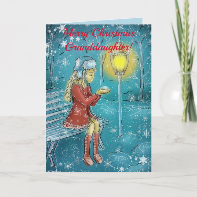 TARJETA DE GRANDDAUGHTER EN NAVIDADES BENCH (Anverso)