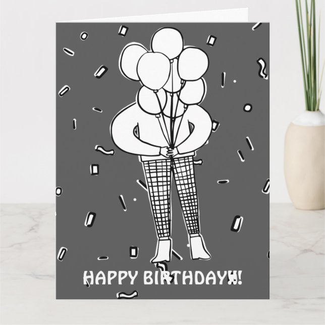 TARJETA DE GRANDES GLOBOS Y CONFETI (Anverso)