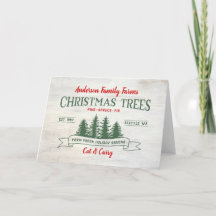 Tarjeta de granja de árbol de navidad personalizad