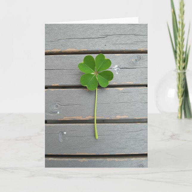 Tarjeta de Grano de Madera de Trébol de la Suerte (Anverso)