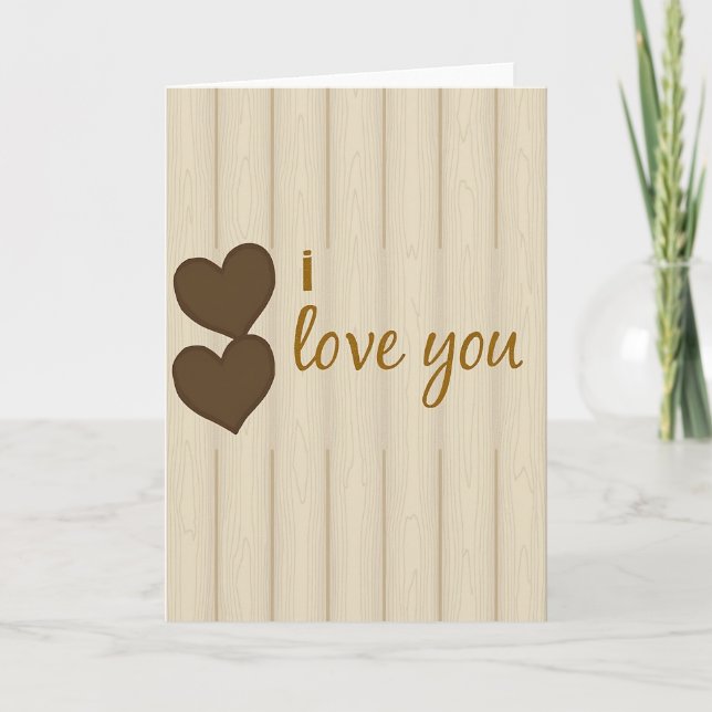Tarjeta de grano de madera 'Te amo' (Anverso)