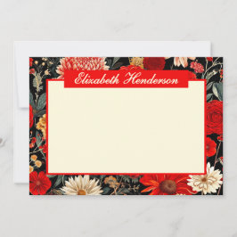 Tarjeta de grapado horizontal Red Dark Floral 5x7