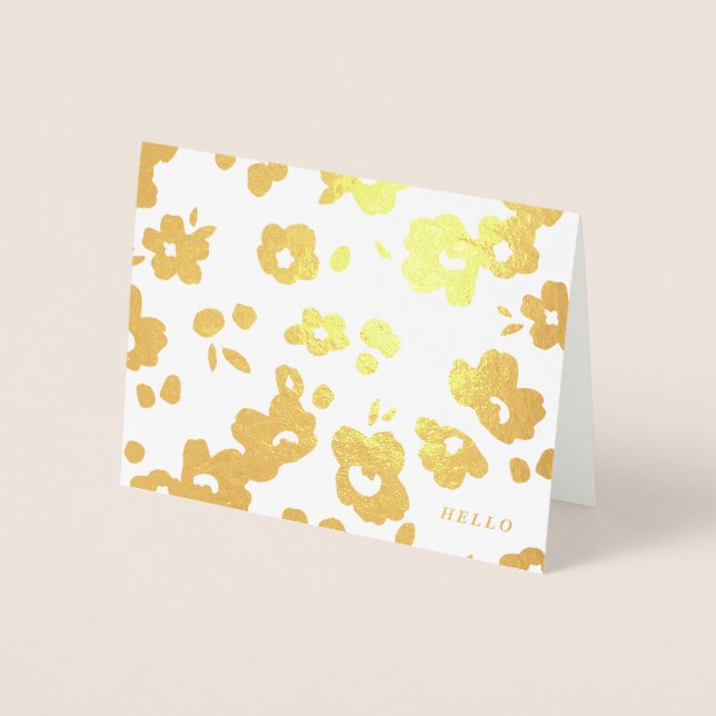 Tarjeta de grapado plegado floral de Relieve metal (Anverso)