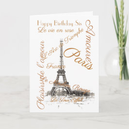 TARJETA DE GREETING DE HERMANA "ME ENCANTA PARÍS"