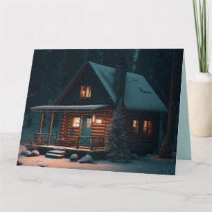 TARJETA DE GREETING DE NAVIDADES DE LOG CABIN