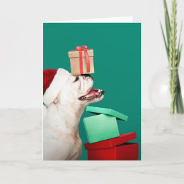 Tarjeta de GREETING para NAVIDADES de bulldog FOLD