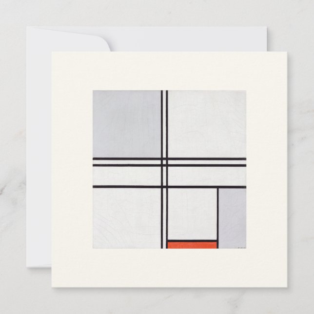 TARJETA DE GREETING PLANA : PIET MONDRIAN : GRIS-R (Anverso)