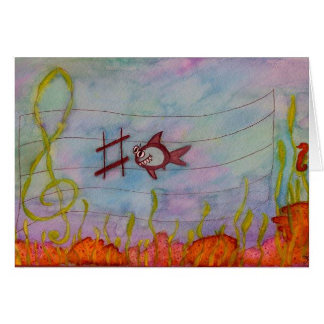 Tarjeta de Gretting de la música del "C-Tiburón" (Anverso (Horizontal))