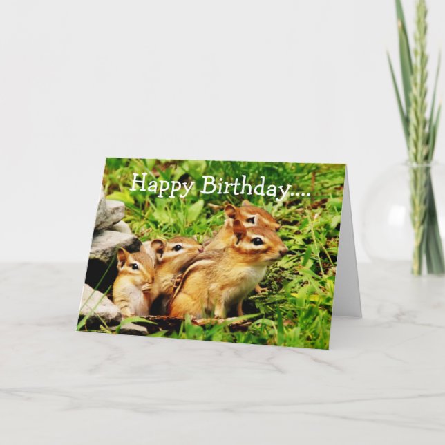 Tarjeta de grupo Happy Birday Chipmunks (Anverso)
