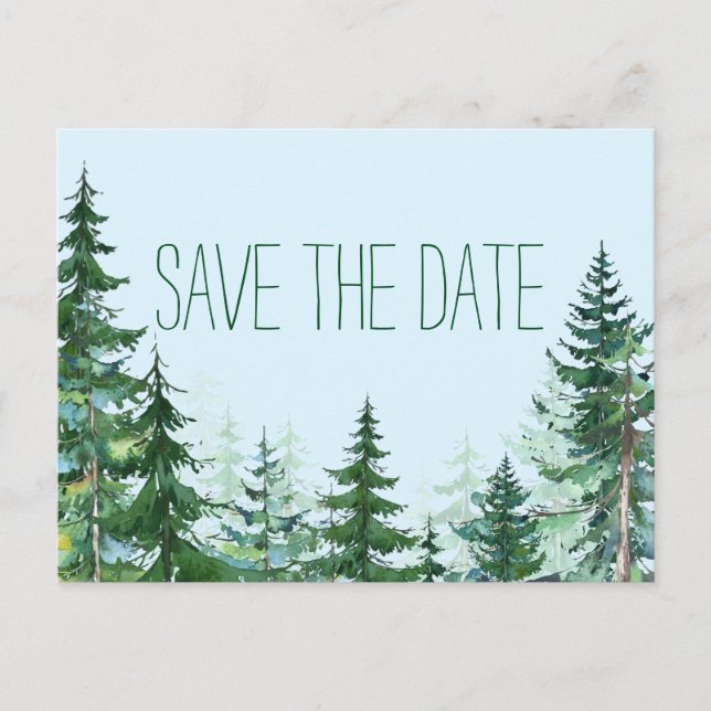 Tarjeta de Guarda la Fecha de Boda de Abeto (Anverso)