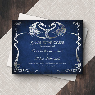 Tarjeta de Guarda la Fecha de Boda de Dragón Azul