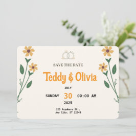 Tarjeta de Guarda la Fecha de Boda de Flor Silvest