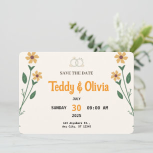 Tarjeta de Guarda la Fecha de Boda de Flor Silvest