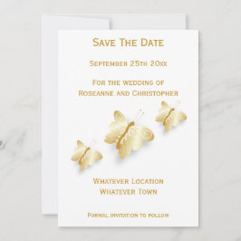 Tarjeta de Guarda la Fecha de Boda de Oro Mariposa