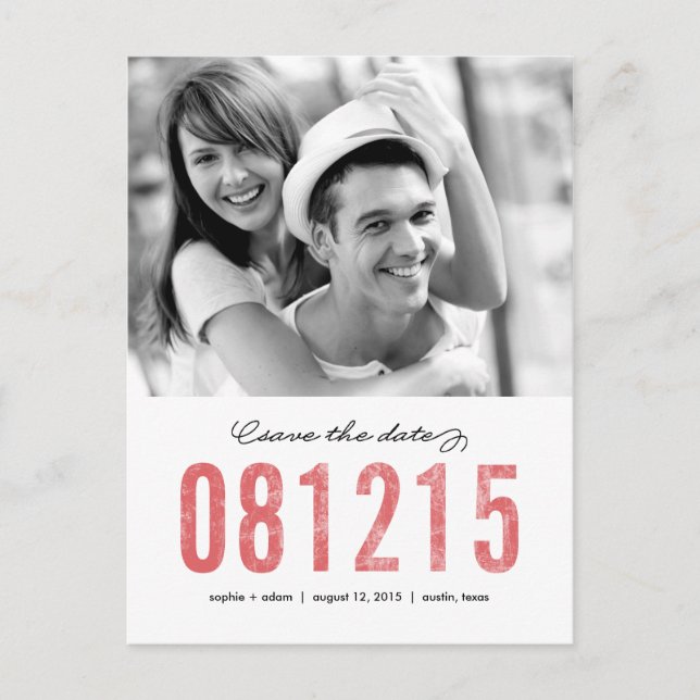 Tarjeta de guardado NUMBERS Save The Date (Anverso)
