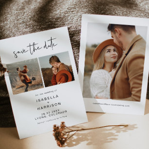 Tarjeta de Guardar Fecha con Dos Fotos, Minimalist