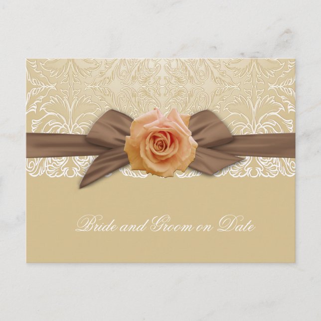 Tarjeta de guardar fecha con elegante rosa de cint (Anverso)