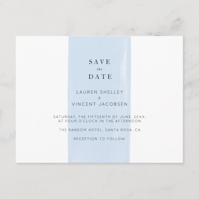 Tarjeta de Guardar Fecha de Boda Simple con Acuare (Anverso)