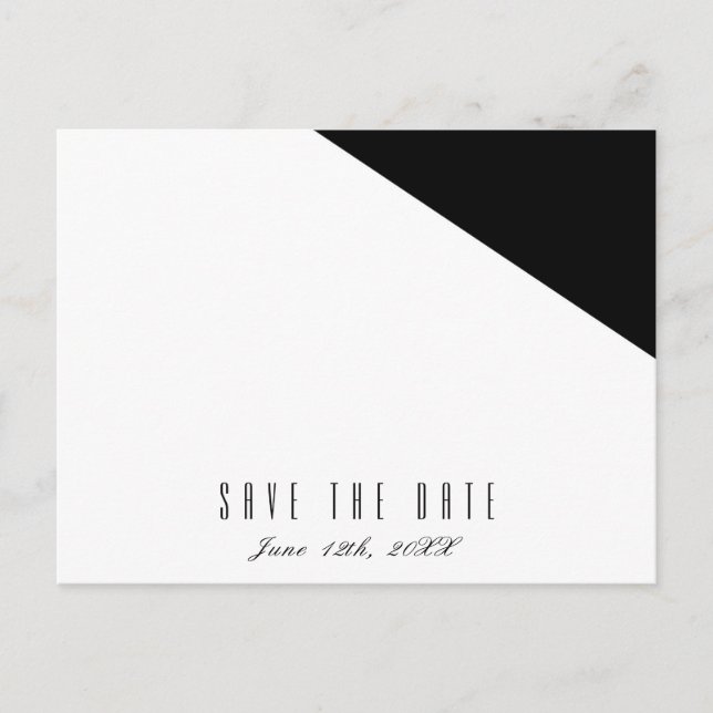 Tarjeta de guardar fecha de boda triangular elegan (Anverso)