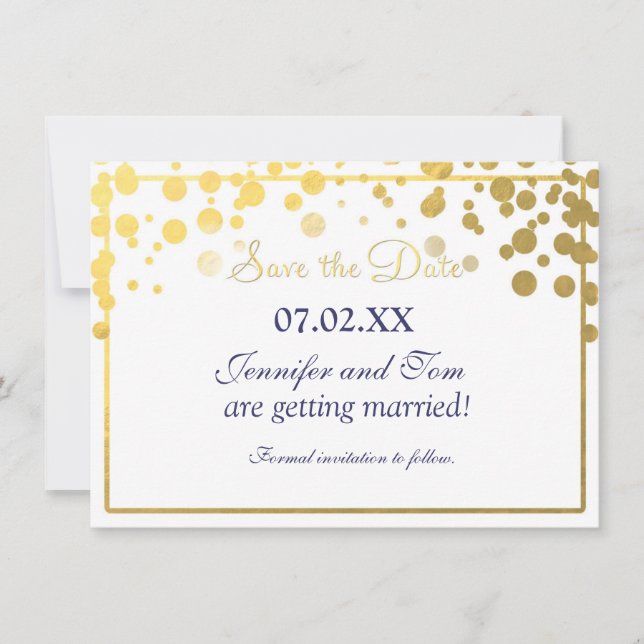 Tarjeta de guardar fecha de invitación con puntos  (Anverso)