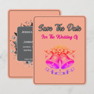 Tarjeta de guardar la fecha Campanas de boda meloc