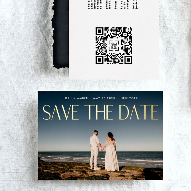 Tarjeta de Guardar la Fecha con Código QR de Foto  (Subido por el creador)