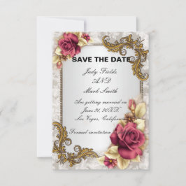 Tarjeta de Guardar la Fecha con Elegantes Rosas Ro
