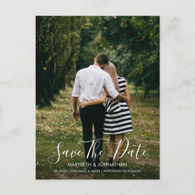 Tarjeta de Guardar la Fecha con Guion de Anémona e (Anverso)