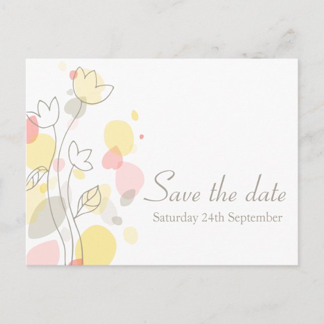 Tarjeta de guardar la fecha con pétalos de flores  (Anverso)