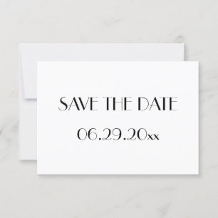 Tarjeta de guardar la fecha de boda blanca Minimal
