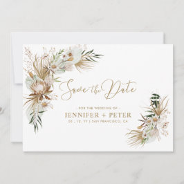 Tarjeta de guardar la fecha de boda boho verde y d