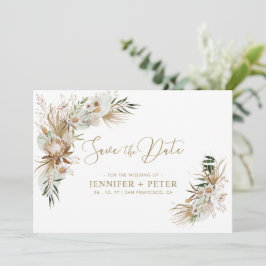 Tarjeta de guardar la fecha de boda boho verde y d
