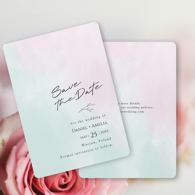 Tarjeta de Guardar la Fecha de Boda con Acuarela S (Watercolor Wedding Save The Date Card)