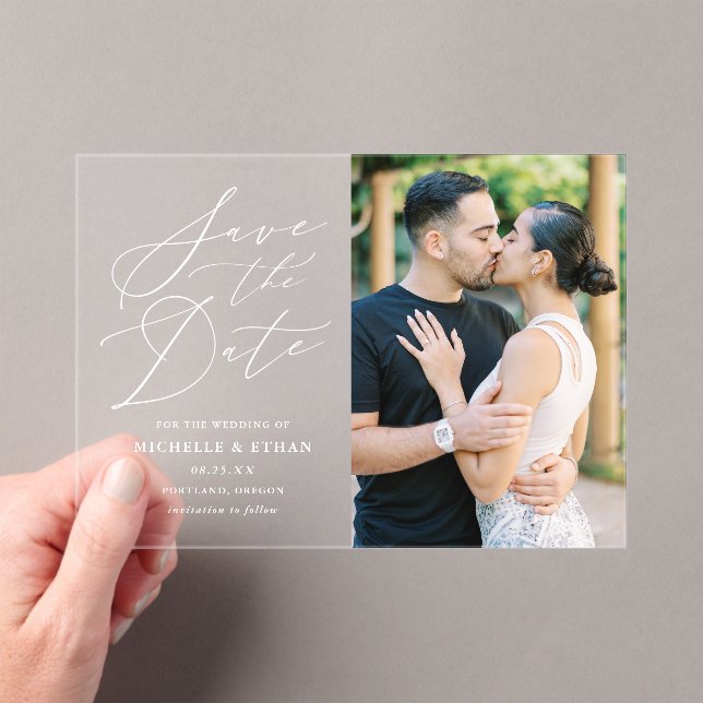 Tarjeta de guardar la fecha de boda con caligrafía (Insitu (portátil))