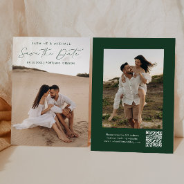 Tarjeta de guardar la fecha de boda con código QR