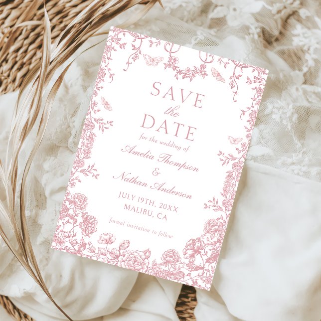 Tarjeta de guardar la fecha de boda con estampado  (Subido por el creador)