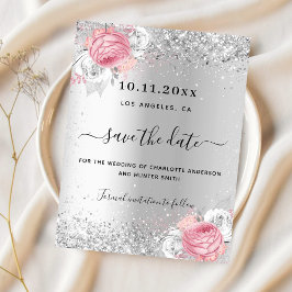 Tarjeta de guardar la fecha de boda con flores ros