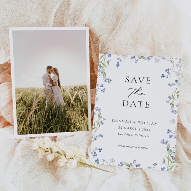 Tarjeta de guardar la fecha de boda con foto flora (Subido por el creador)