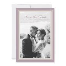Tarjeta de guardar la fecha de boda con foto malva