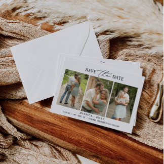 Tarjeta de guardar la fecha de boda con foto minim