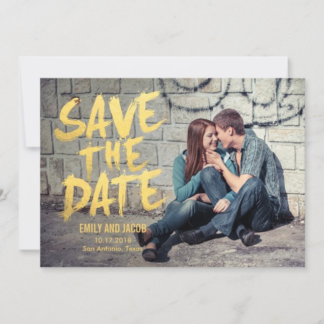 Tarjeta de Guardar la Fecha de Boda con Foto Peina (Anverso)