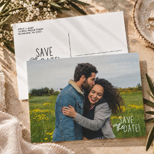 Tarjeta de Guardar la Fecha de Boda con Foto Simpl