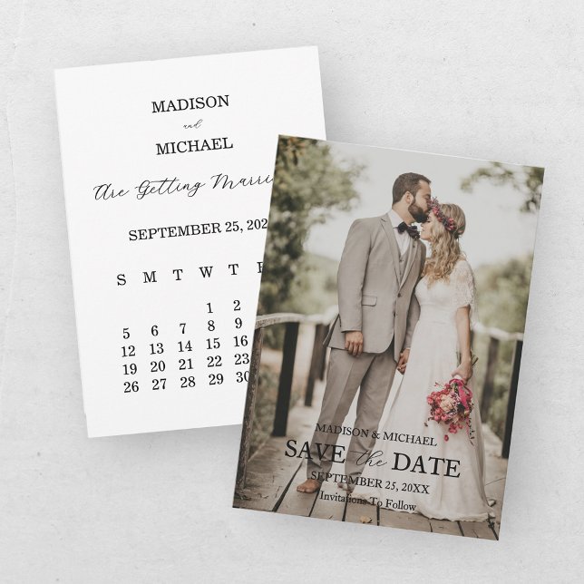 Tarjeta de Guardar la Fecha de Boda con Foto y Let (Subido por el creador)