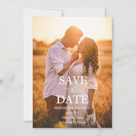 Tarjeta de Guardar la Fecha de Boda con Foto y Let