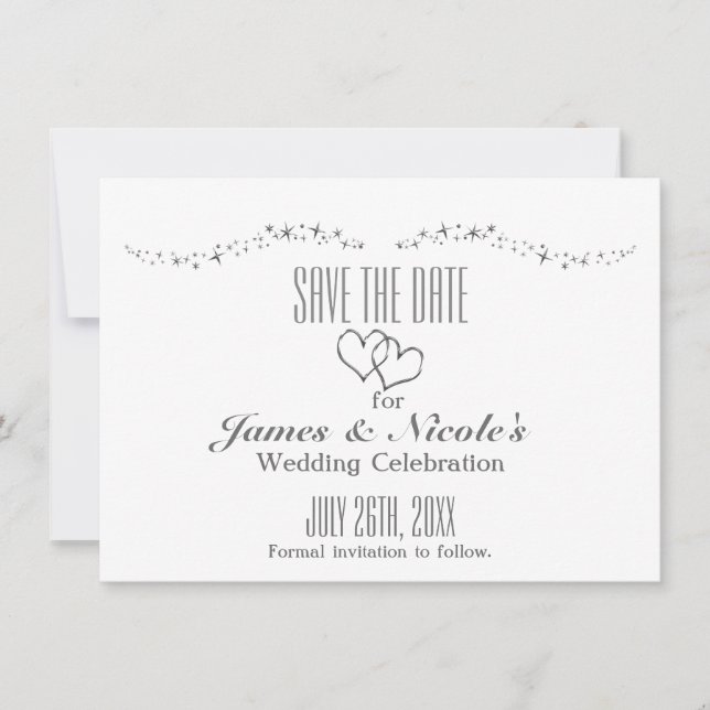 Tarjeta de guardar la fecha de boda Corazones de p (Anverso)