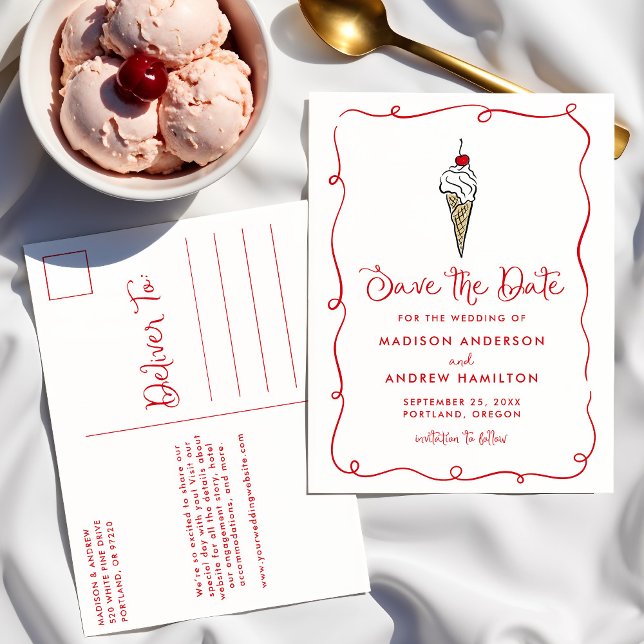 Tarjeta de guardar la fecha de boda de cono de hel (Subido por el creador)
