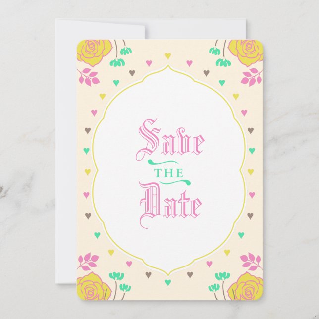 Tarjeta de guardar la fecha de boda de cuento de h (Anverso)